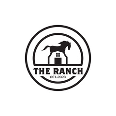 Horse ranch logo design with a barn