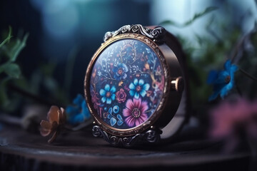 fantasy wristwatch with flower and florals