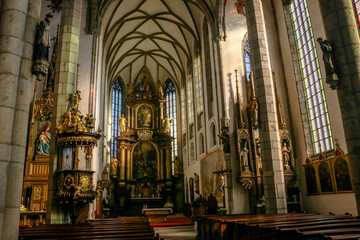 Fototapeta na wymiar Interior of St. Vitus Church in Český Krumlov, Czech Republic