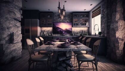 Fototapeta premium stone-effect kitchen furnishing idea