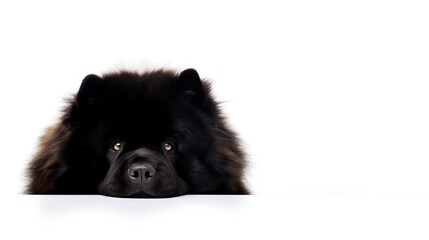 animal on the white Background black dog Chow-chow generative ai