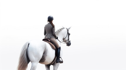 Fototapeta na wymiar animal on the white Background beautiful_girl riding horse generative ai