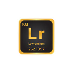 Lawrencium chemical element symbol with atomic number isolated on transparent background