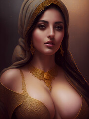 Potrait of a gorgeously beautiful Arab princess from medieval times