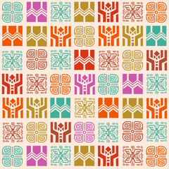 Aztec fabric pattern. Pattern seamless background vector retro style.