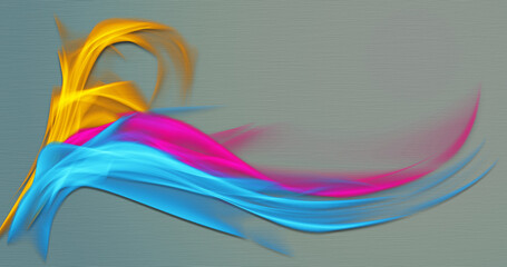 Multi-colored Flame Swoop on Grey Background