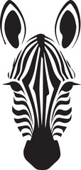Zebra head logo vector illustration. Front view silhouette african zebra portrait striped black and white skin typography design element - obrazy, fototapety, plakaty