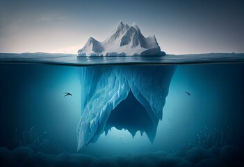 Fototapeta na wymiar Artistic concept illustration of a iceberg under the sea, background illustration. Generative AI