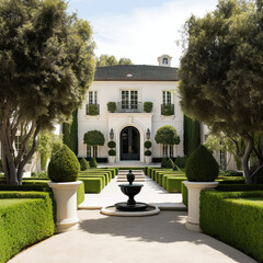 Luxury house with yard, terrace and fountain