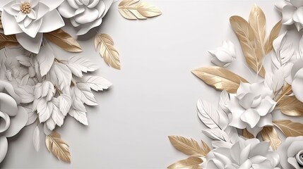 Luxurious abstract background, floral arrangement with copy-space, frame, image for card, wedding, celebration, invitation, birthday, voucher, wallpaper. Generative AI