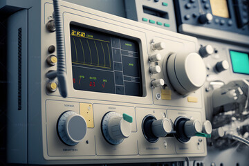 Obraz premium Modern equipment in operating room. Medical devices for neurosurgery made with Generative AI