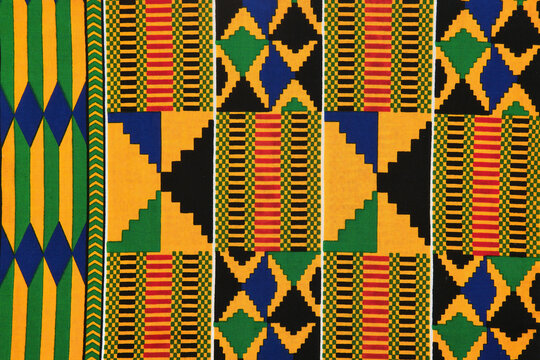 African Ghanaian traditional multi colour and multi pattern cotton print material