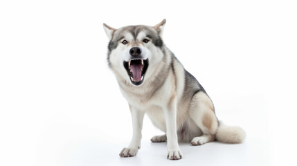 Naklejka na ściany i meble animal on the white Background dog Alaskan Malamut generative ai