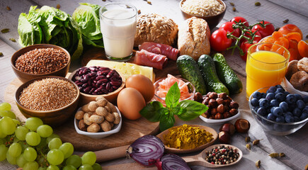 Assorted organic food products on the table