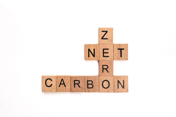 Carbon Net Zero on white background