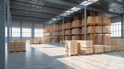 Large Warehouse with Efficient Freight Management with Professional Shipping Services, Generative AI