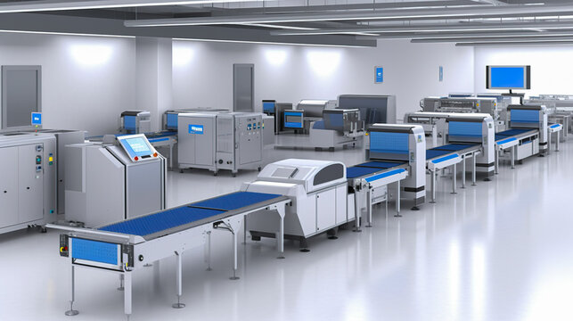 Highly Efficient and Safe. Advanced Microchip Factory Assembly Line, Generative AI