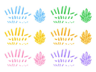 宝石の原石のイラスト素材セット_細長い水晶