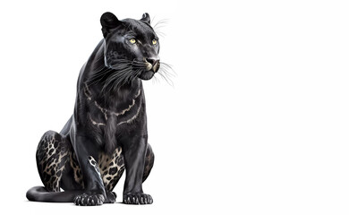 Black panther. Banner. Copy space. Generating AI