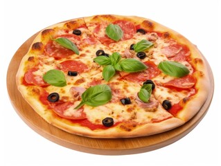 Delicious Italian Pizza Isolated on White Background - Generative AI