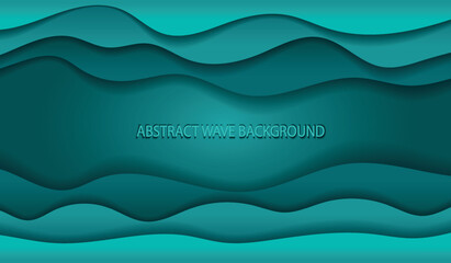 Abstract green layers paper carve background.Paper art style of nature concept design.Vector illustration