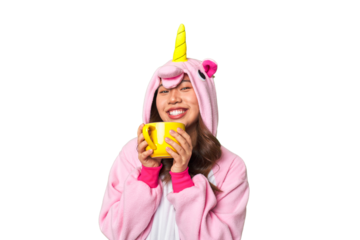 Cozy unicorn pajamas and a hot cup of tea - perfect way to unwind