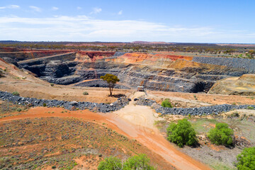 Aerial view from the old Goldmine, outback, Coolgardie, Goldfields, Western Australia, Australia