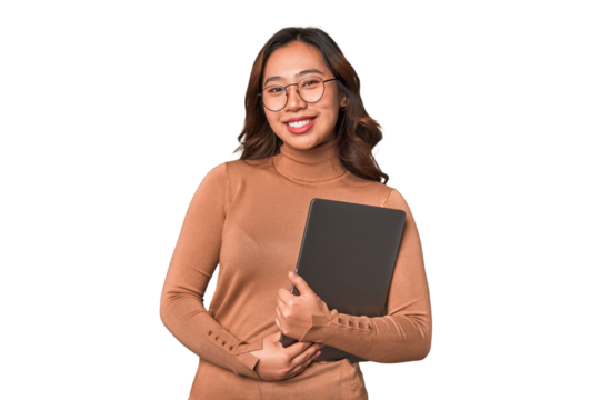 A young asian woman working with her laptop