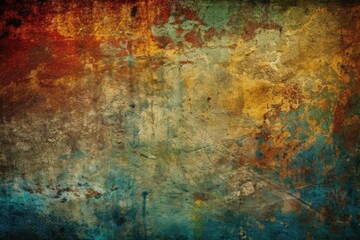 weathered and textured wall covered in layers of paint. Generative AI