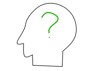 Asking icon with isolated white background element. Vector illustration.