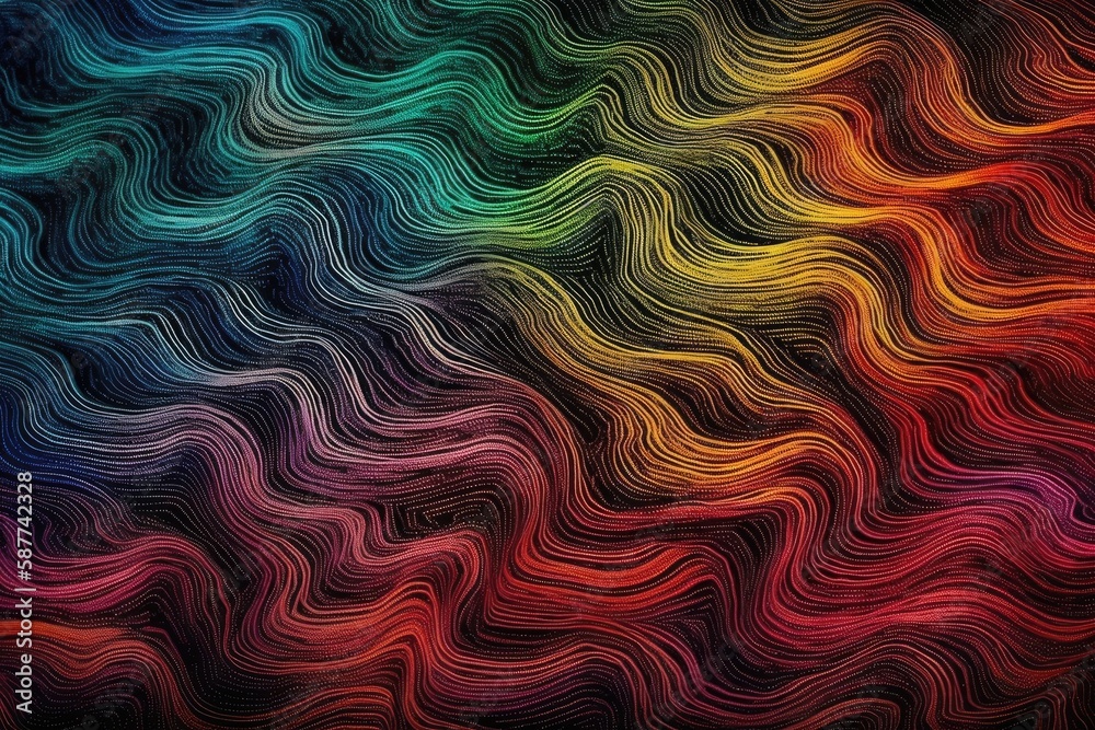 Sticker colorful abstract background with flowing waves and curves. generative ai