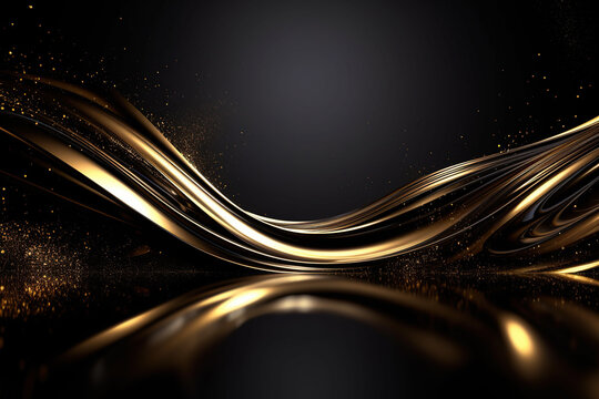 3D abstract wallpaper. Three-dimensional dark golden and black background. Black and gold background. golden wallpaper
