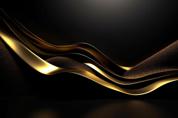 3D abstract wallpaper. Three-dimensional dark golden and black background. Black and gold background. generative ai. golden wallpaper