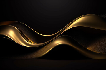 3D abstract wallpaper. Three-dimensional dark golden and black background. Black and gold background. generative ai. golden wallpaper - obrazy, fototapety, plakaty