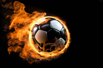 Naklejka premium soccer ball in fire,ai generated