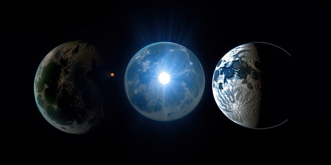 Obraz na płótnie Canvas Solar system with sun and planets - Generative AI