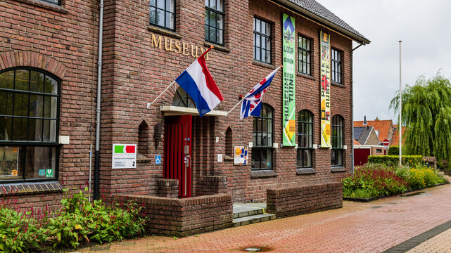 Drachten, The Nethrlands - August 22, 2021: Art museum Dr8888 in Drachten near the shopping center of the city Drachten in Friesland in The Netherlands
