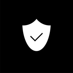 Shield security symbol, icon isolated on black background