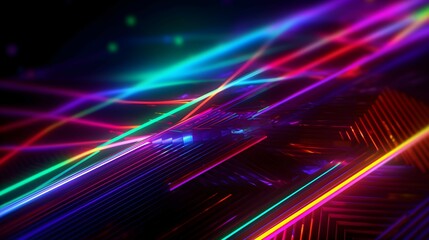 Abstract Background of Colorful Pink Blue and Red Neon Lines