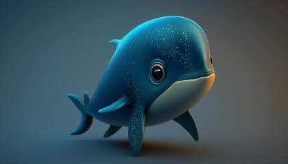 Cute dolphin big eyes cartoon character.Generative AI.