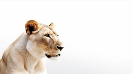 animal on the white Background a Lioness generative ai