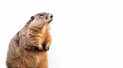  animal on the white Background a Marmot generative ai