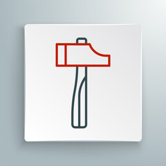 Line Hammer icon isolated on white background. Tool for repair. Colorful outline concept. Vector