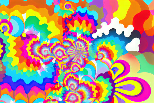60's hippies psychedelic abstract background colors. Generative Ai