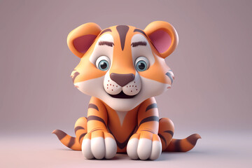 Baby Tiger Background. Cute Baby Tiger with Purple Background.