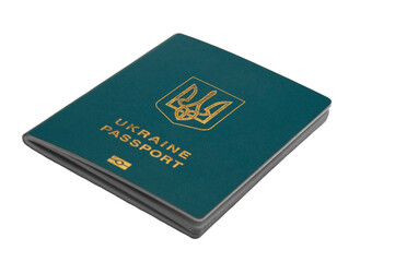 blue passport on a white background. the inscription on the book ukraine passport. the concept of visiting other countries