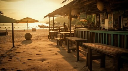 Beach bar at summer photo, cocktail bar. Generative AI