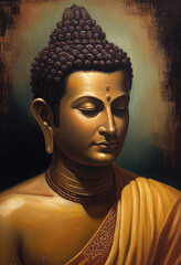 Buddha statue, Oil Painting, Generative AI