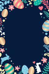 Happy easter decoration background. Easter elements decoration frame for event, invitation, background and banner design. Vector illustration.