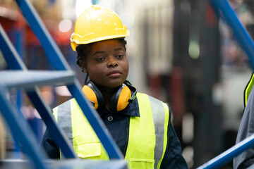 Warehouse workers checking the inventory. Products on inventory shelves storage. .Worker Doing...